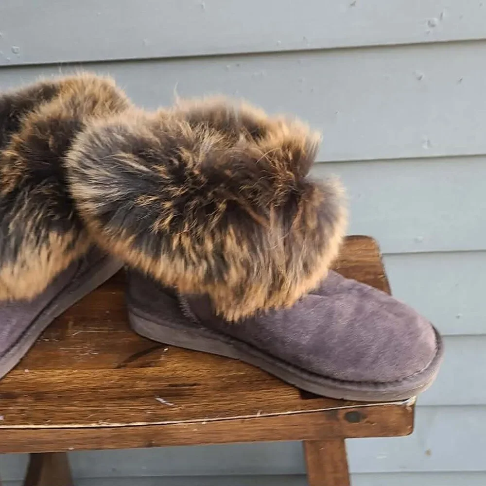 UGG Australia Brown Suede Real Fox Mini Boots size 9